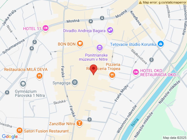 Google map: Štefánikova trieda 5, Nitra